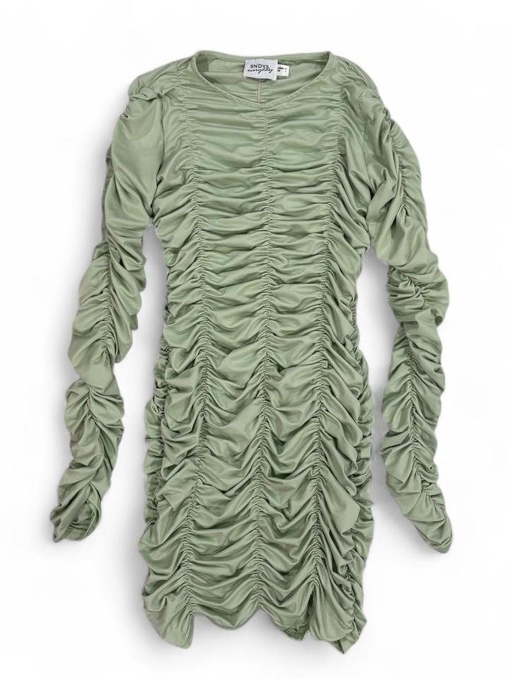 SNDYS Everyday mint green ruched mini dress from Revolve